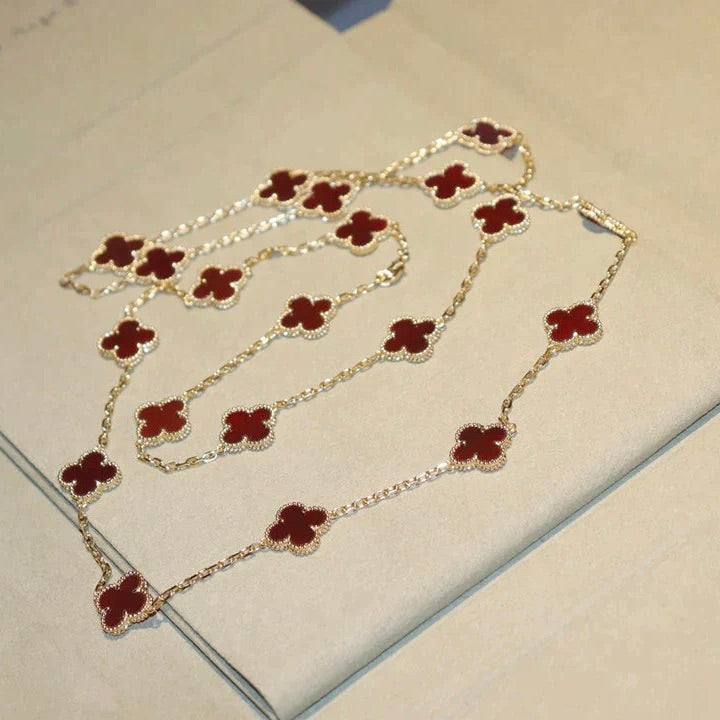 [RAFFINE]CLOVER 20 MOTIFS CARNELIAN NECKLACE