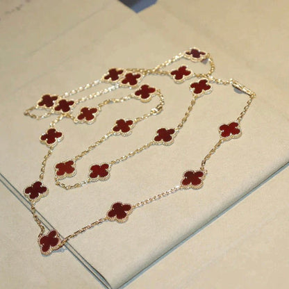 [RAFFINE]CLOVER 20 MOTIFS CARNELIAN NECKLACE