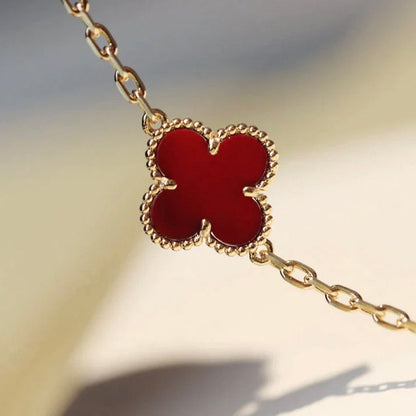 [RAFFINE]CLOVER 20 MOTIFS CARNELIAN NECKLACE