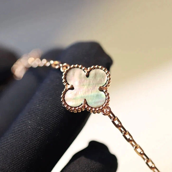 [RAFFINE]CLOVER 20 MOTIFS DARK MOP DIAMOND  NECKLACE