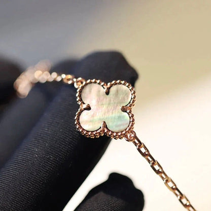 [RAFFINE]CLOVER 20 MOTIFS DARK MOP DIAMOND  NECKLACE
