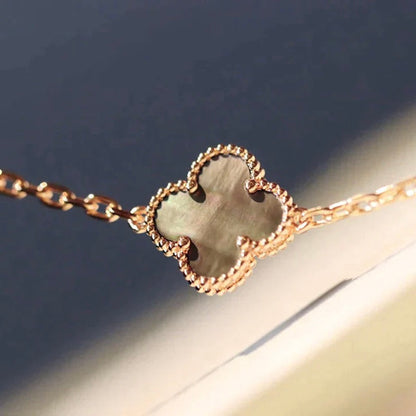 [RAFFINE]CLOVER 20 MOTIFS DARK MOP DIAMOND  NECKLACE