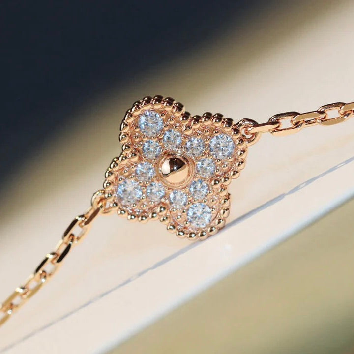 [RAFFINE]CLOVER 20 MOTIFS DARK MOP DIAMOND  NECKLACE