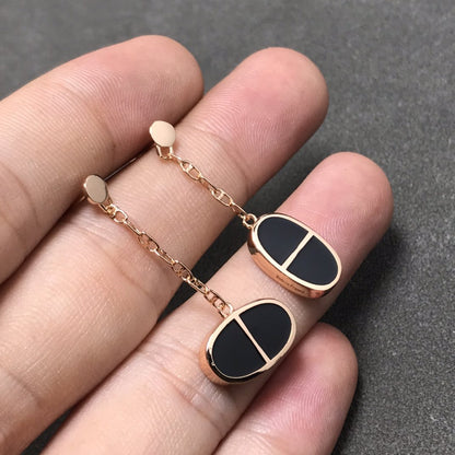 [RAFFINE]CHAINE VERSO BLACK CERAMIC SILVER EARRINGS