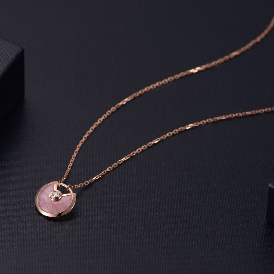 [RAFFINE]AMULETTE ROSE GOLD PINK MOP NECKLACE