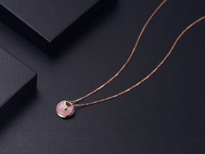 [RAFFINE]AMULETTE ROSE GOLD PINK MOP NECKLACE