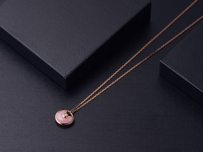 [RAFFINE]AMULETTE ROSE GOLD PINK MOP NECKLACE