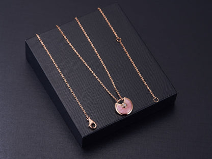 [RAFFINE]AMULETTE ROSE GOLD PINK MOP NECKLACE
