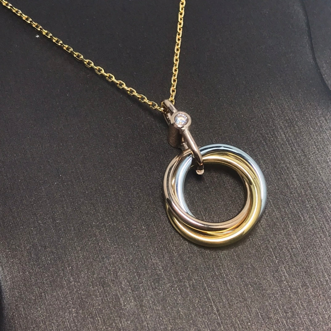 [RAFFINE]TRINITY SILVER GOLD PINK GOLD NECKLACE