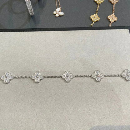 [RAFFINE] CLOVER 5 MOTIF FULL DIAMOND BRACELET COLLECTION