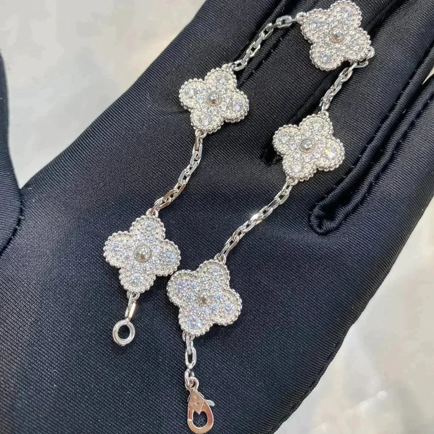 [RAFFINE] CLOVER 5 MOTIF FULL DIAMOND BRACELET COLLECTION
