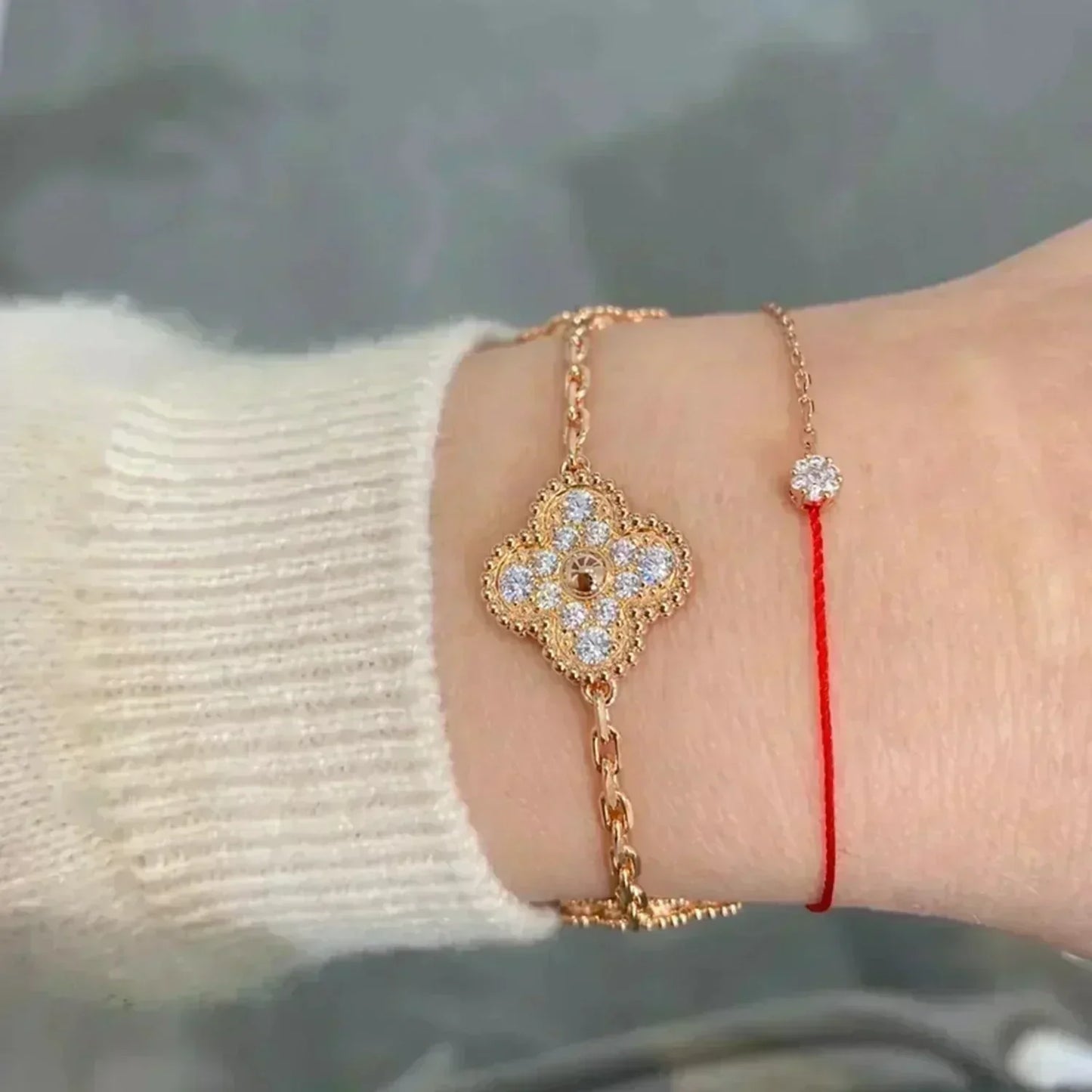 [RAFFINE] CLOVER 5 MOTIF FULL DIAMOND BRACELET COLLECTION