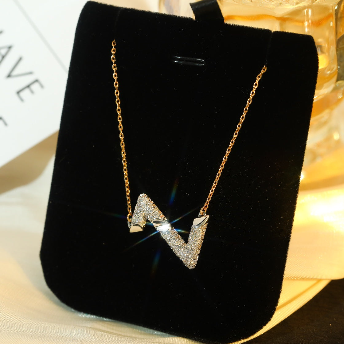 [RAFFINE]VOLT SILVER DIAMOND PEDANT NECKLACE