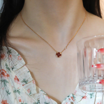 [RAFFINE]SUN PEDANT PINK GOLD 1 DIAMOND NECKLACE