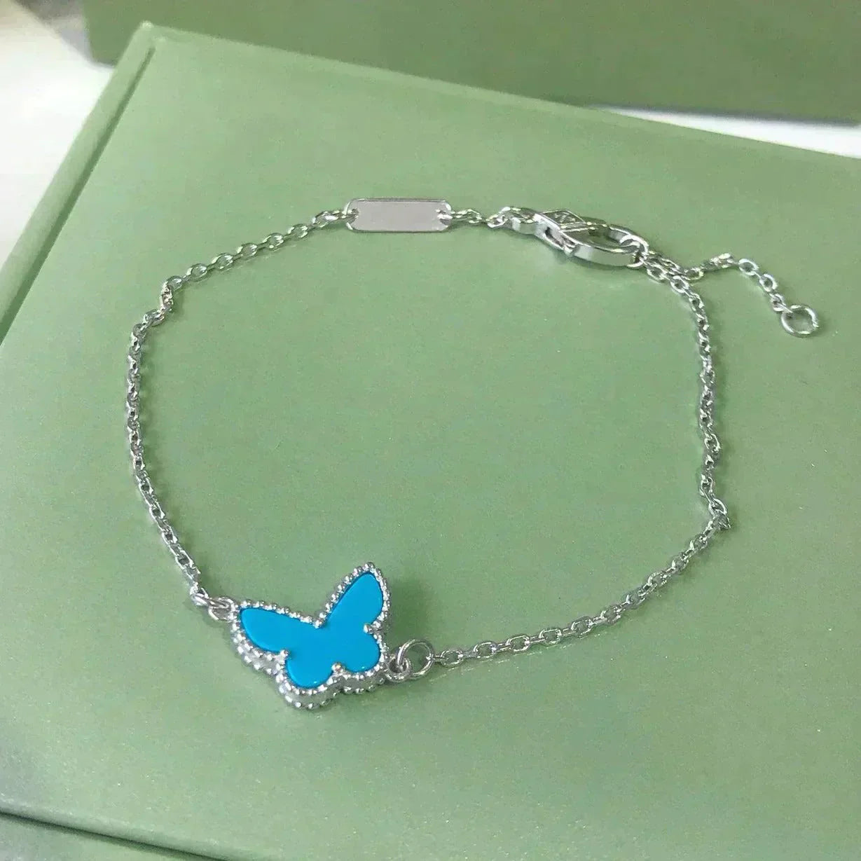 [RAFFINE]BUTTERFLY TURQUOISE BUTTERFLY BRACELET SILVER