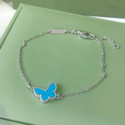 [RAFFINE]BUTTERFLY TURQUOISE BUTTERFLY BRACELET SILVER