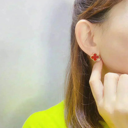 [RAFFINE]CLOVER MEDIUM 1 MOTIFS CARNELIAN  EARRINGS