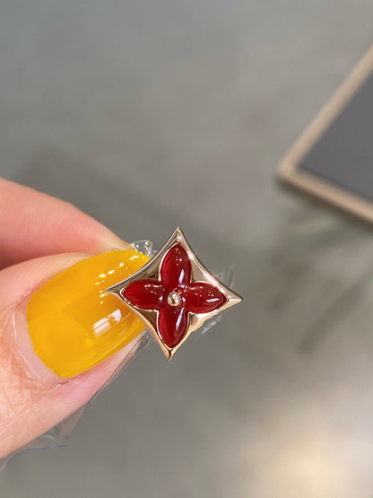 [RAFFINE]STAR AND SUN PINK GOLD CARNELIAN STUD EARRINGS
