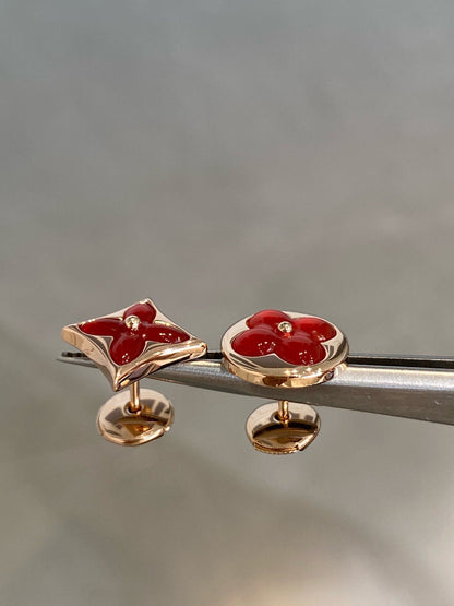 [RAFFINE]STAR AND SUN PINK GOLD CARNELIAN STUD EARRINGS