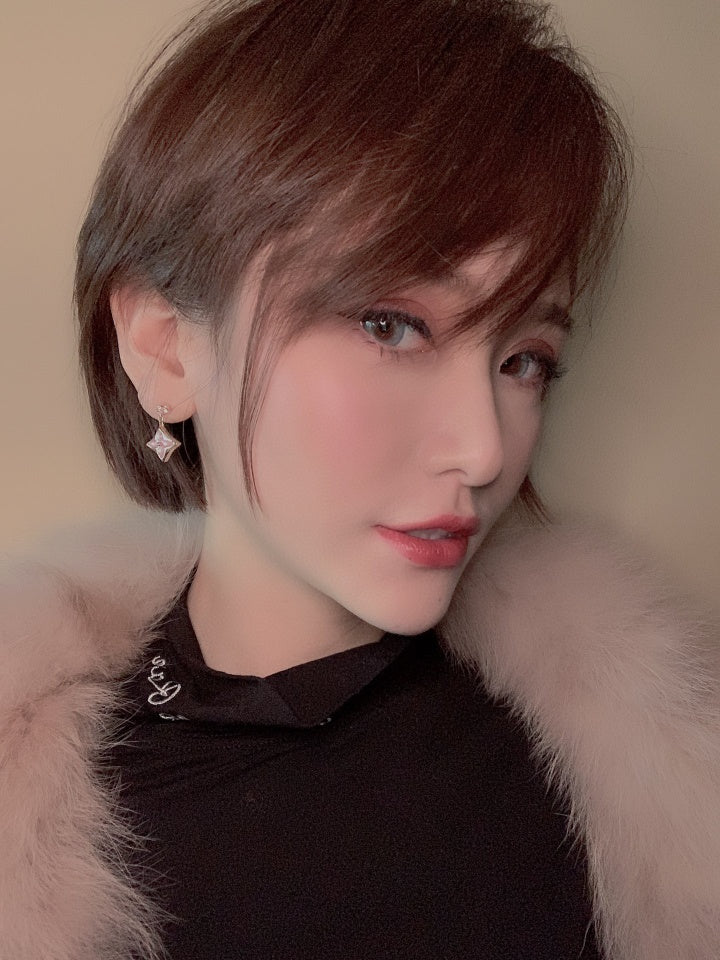 [RAFFINE]DOUBLE STAR PINK GOLD MOP DROP EARRINGS