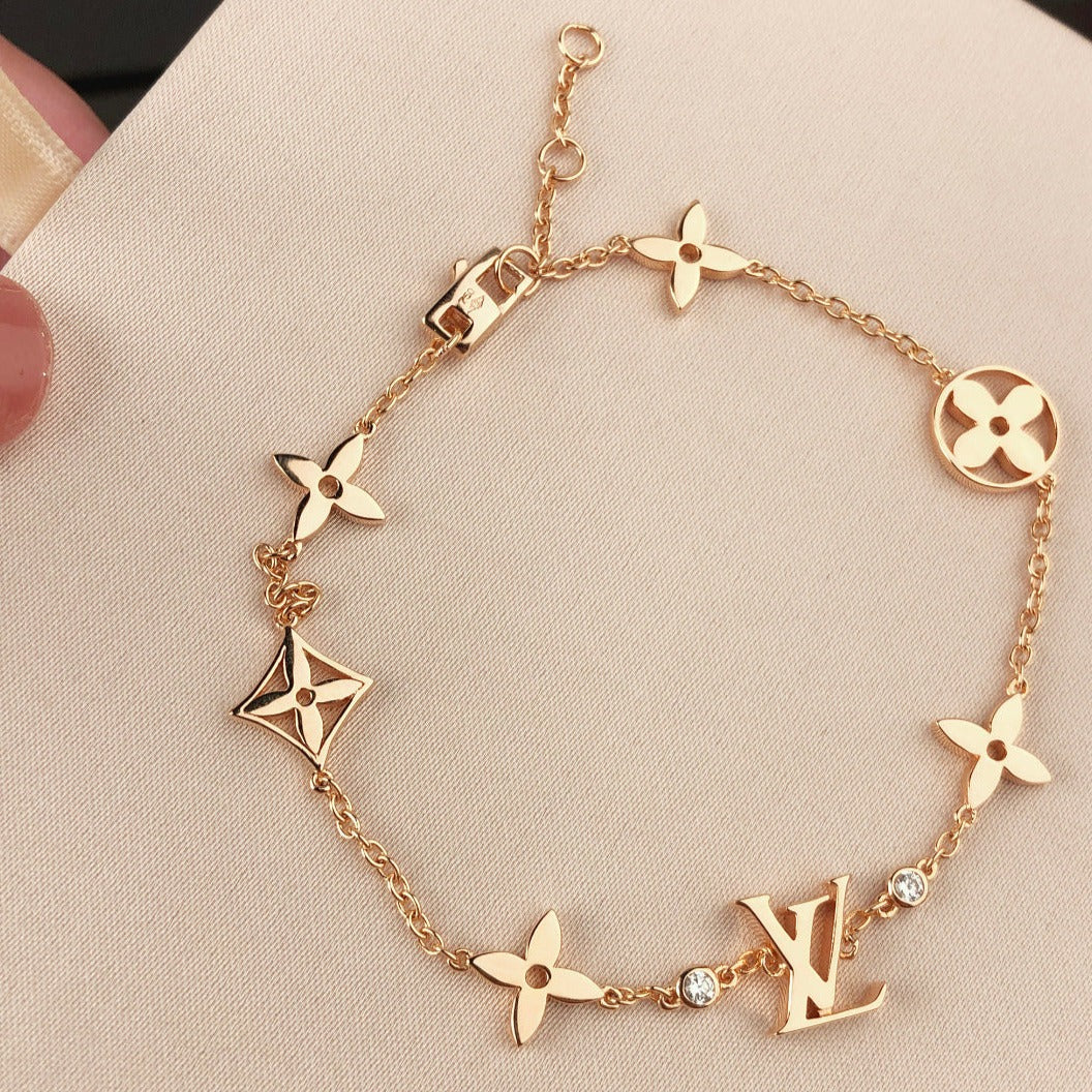 [RAFFINE]STAR AND SUN 7 MOTIFS GOLD BRACELET