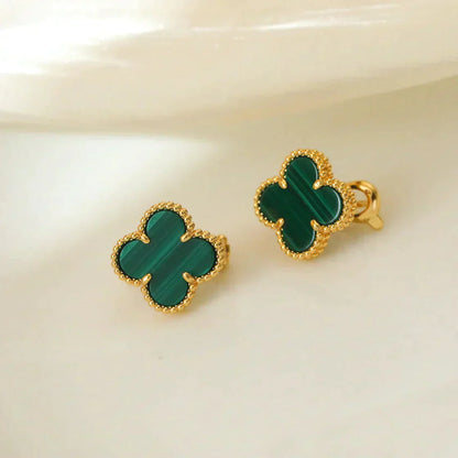 [RAFFINE]CLOVER MEDIUM 1 MOTIFS MALACHITE  EARRINGS
