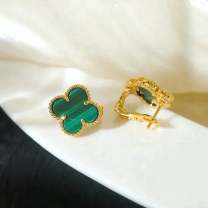 [RAFFINE]CLOVER MEDIUM 1 MOTIFS MALACHITE  EARRINGS