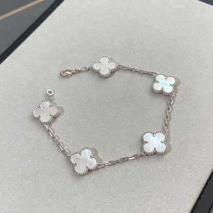 [RAFFINE]CLOVER WHITE PEARL MOP 5 MOTIF BRACELET COLLECTION