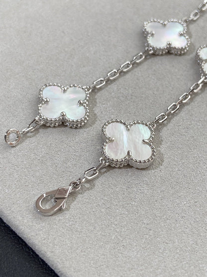 [RAFFINE]CLOVER WHITE PEARL MOP 5 MOTIF BRACELET COLLECTION
