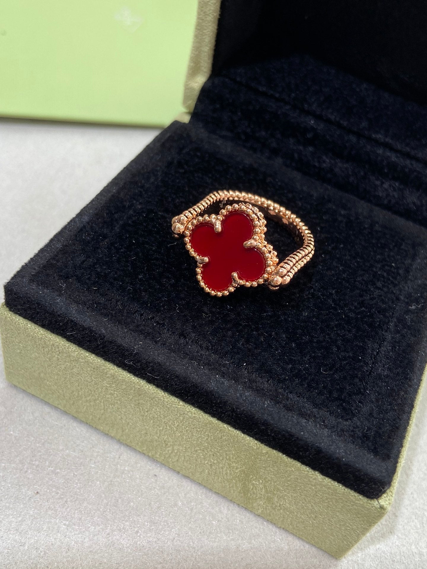 [RAFFINE]CLOVER RIVERSIBLE PINK GOLD RING