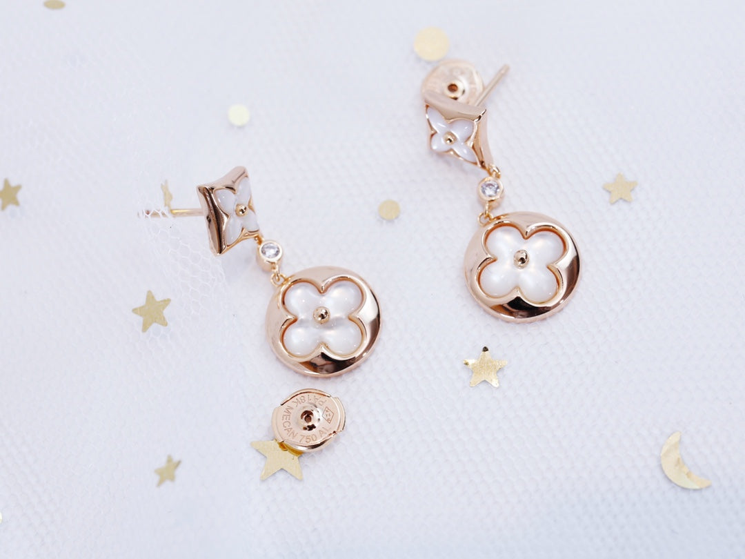 [RAFFINE]STAR AND SUN PINK GOLD MOP DROP EARRINGS