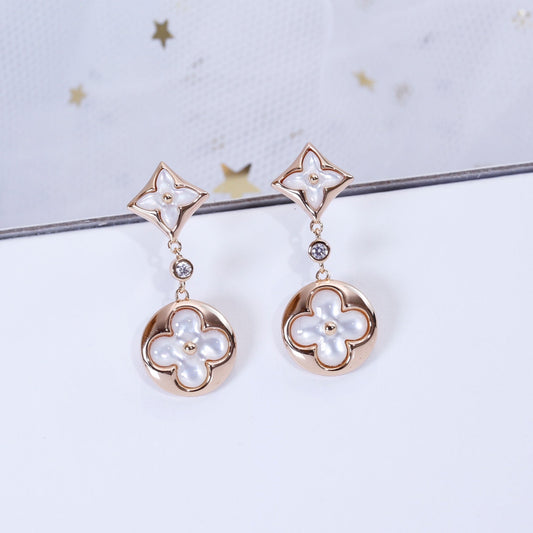 [RAFFINE]STAR AND SUN PINK GOLD MOP DROP EARRINGS