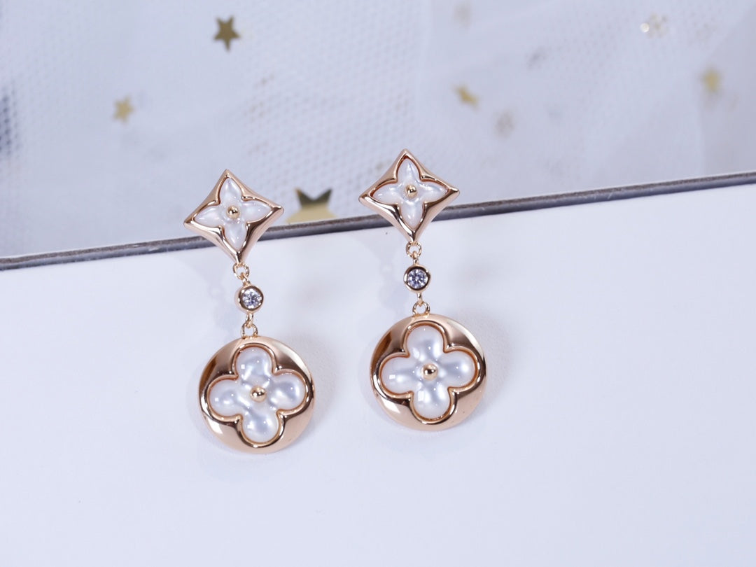 [RAFFINE]STAR AND SUN PINK GOLD MOP DROP EARRINGS