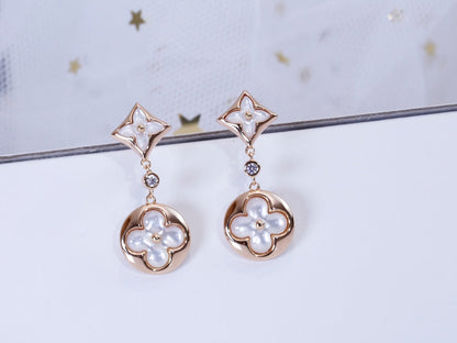 [RAFFINE]STAR AND SUN PINK GOLD MOP DROP EARRINGS
