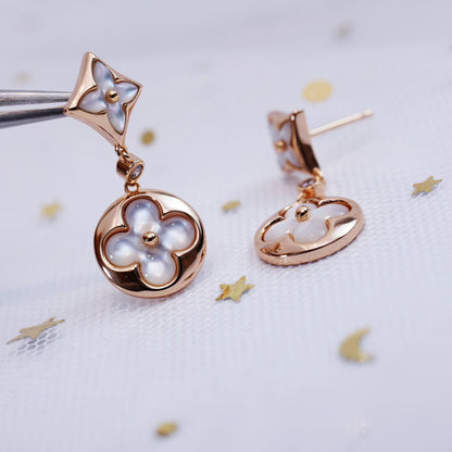[RAFFINE]STAR AND SUN PINK GOLD MOP DROP EARRINGS