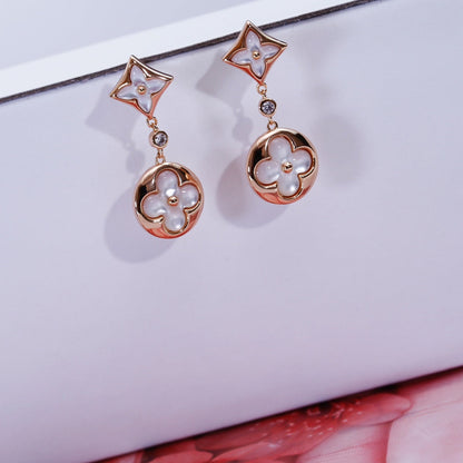[RAFFINE]STAR AND SUN PINK GOLD MOP DROP EARRINGS
