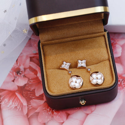 [RAFFINE]STAR AND SUN PINK GOLD MOP DROP EARRINGS