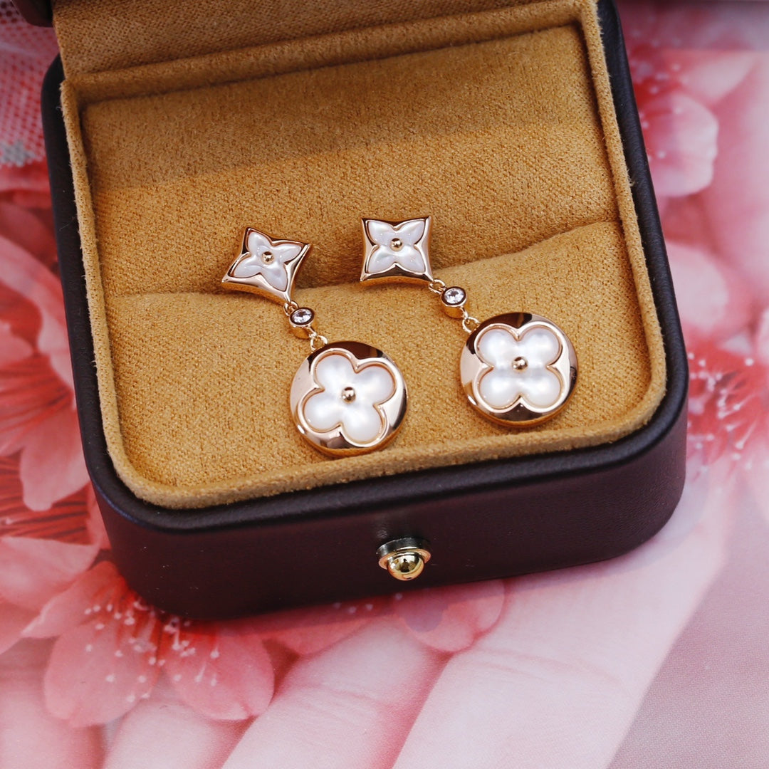 [RAFFINE]STAR AND SUN PINK GOLD MOP DROP EARRINGS