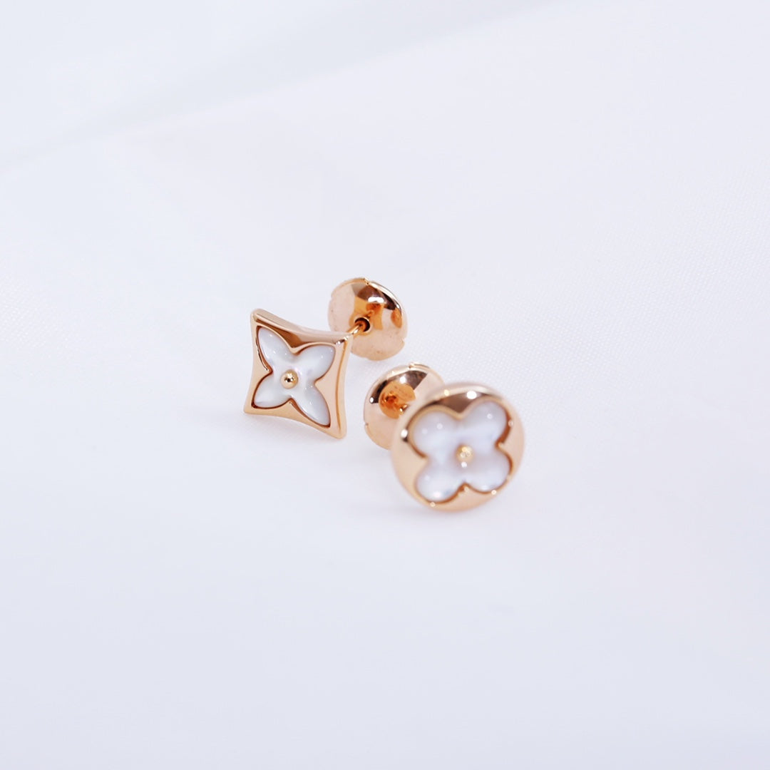 [RAFFINE]STAR AND SUN PINK GOLD MOP STUD EARRINGS