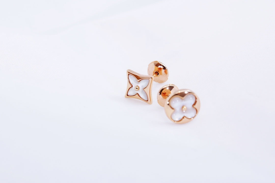 [RAFFINE]STAR AND SUN PINK GOLD MOP STUD EARRINGS