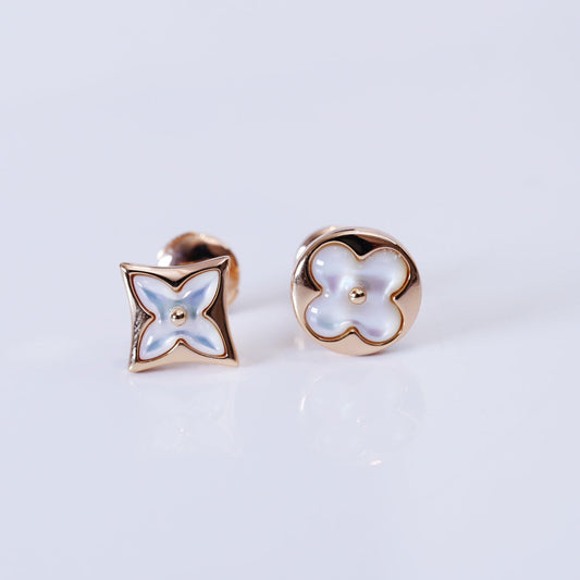 [RAFFINE]STAR AND SUN PINK GOLD MOP STUD EARRINGS