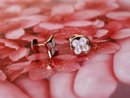[RAFFINE]STAR AND SUN PINK GOLD MOP STUD EARRINGS