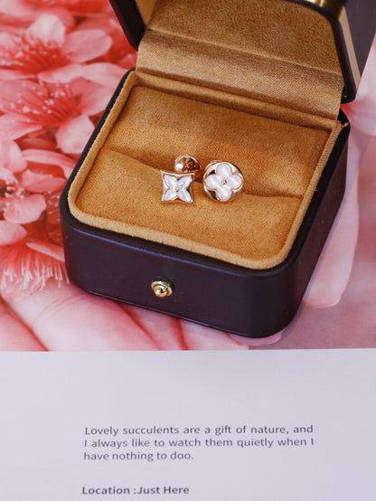 [RAFFINE]STAR AND SUN PINK GOLD MOP STUD EARRINGS