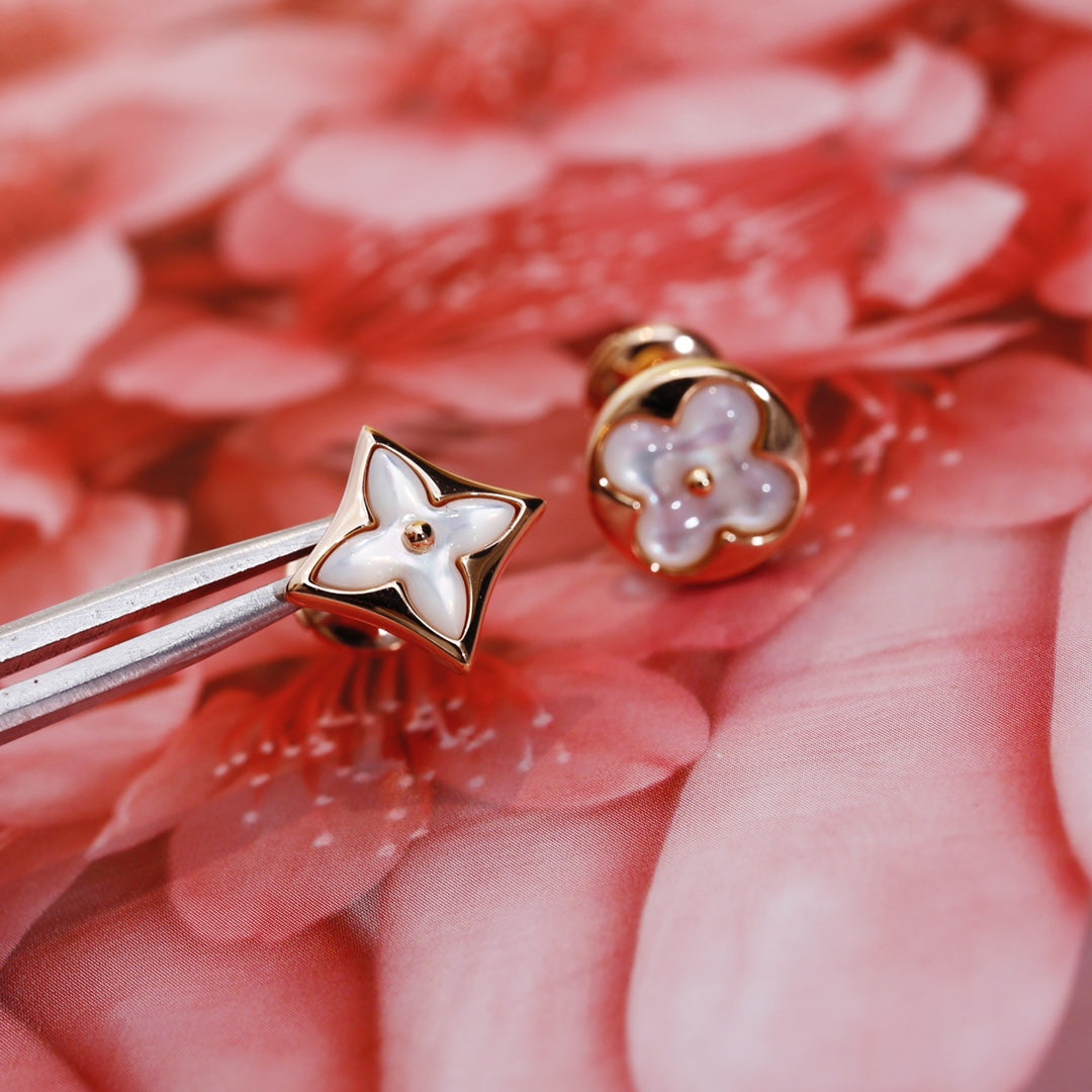 [RAFFINE]STAR AND SUN PINK GOLD MOP STUD EARRINGS