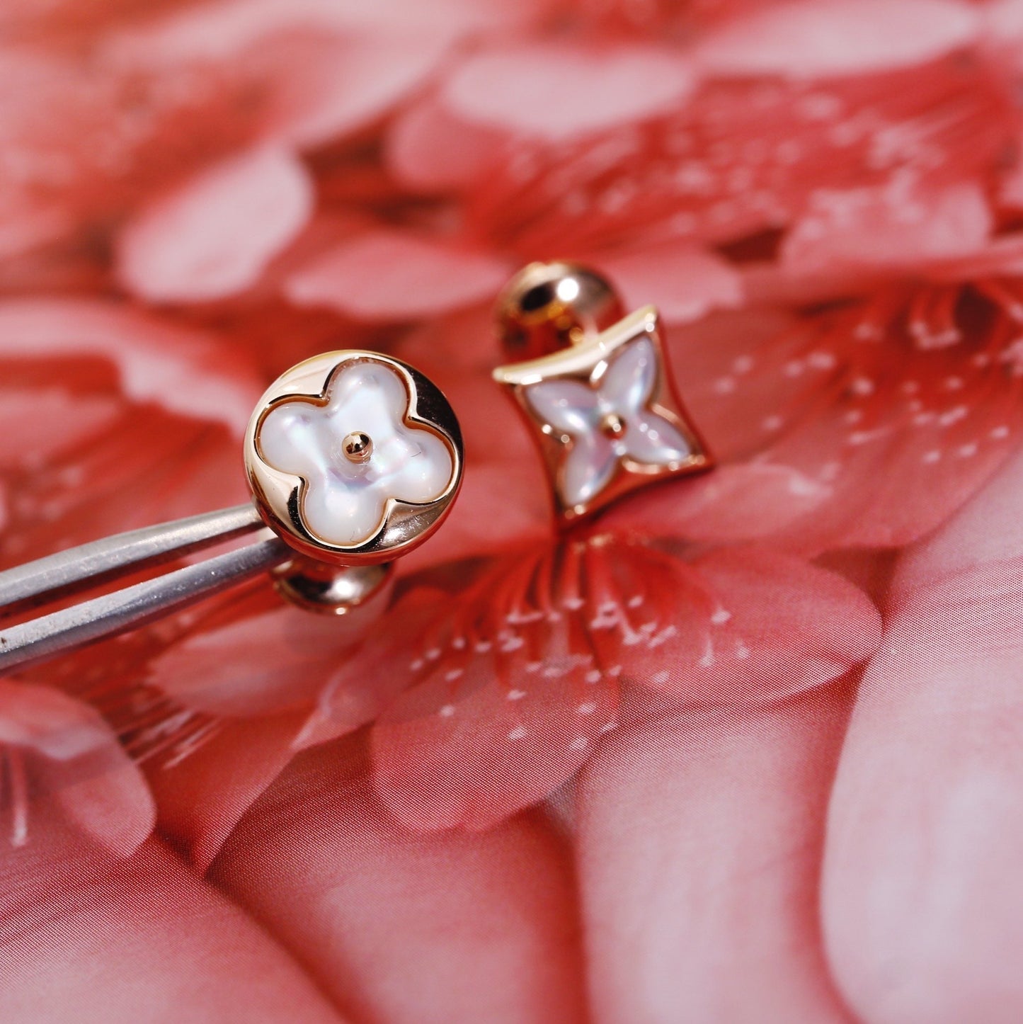 [RAFFINE]STAR AND SUN PINK GOLD MOP STUD EARRINGS