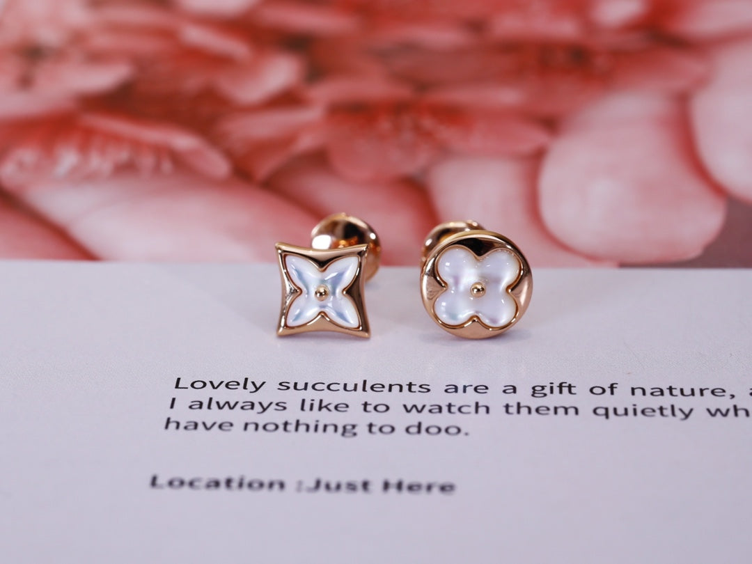 [RAFFINE]STAR AND SUN PINK GOLD MOP STUD EARRINGS