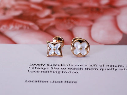 [RAFFINE]STAR AND SUN PINK GOLD MOP STUD EARRINGS