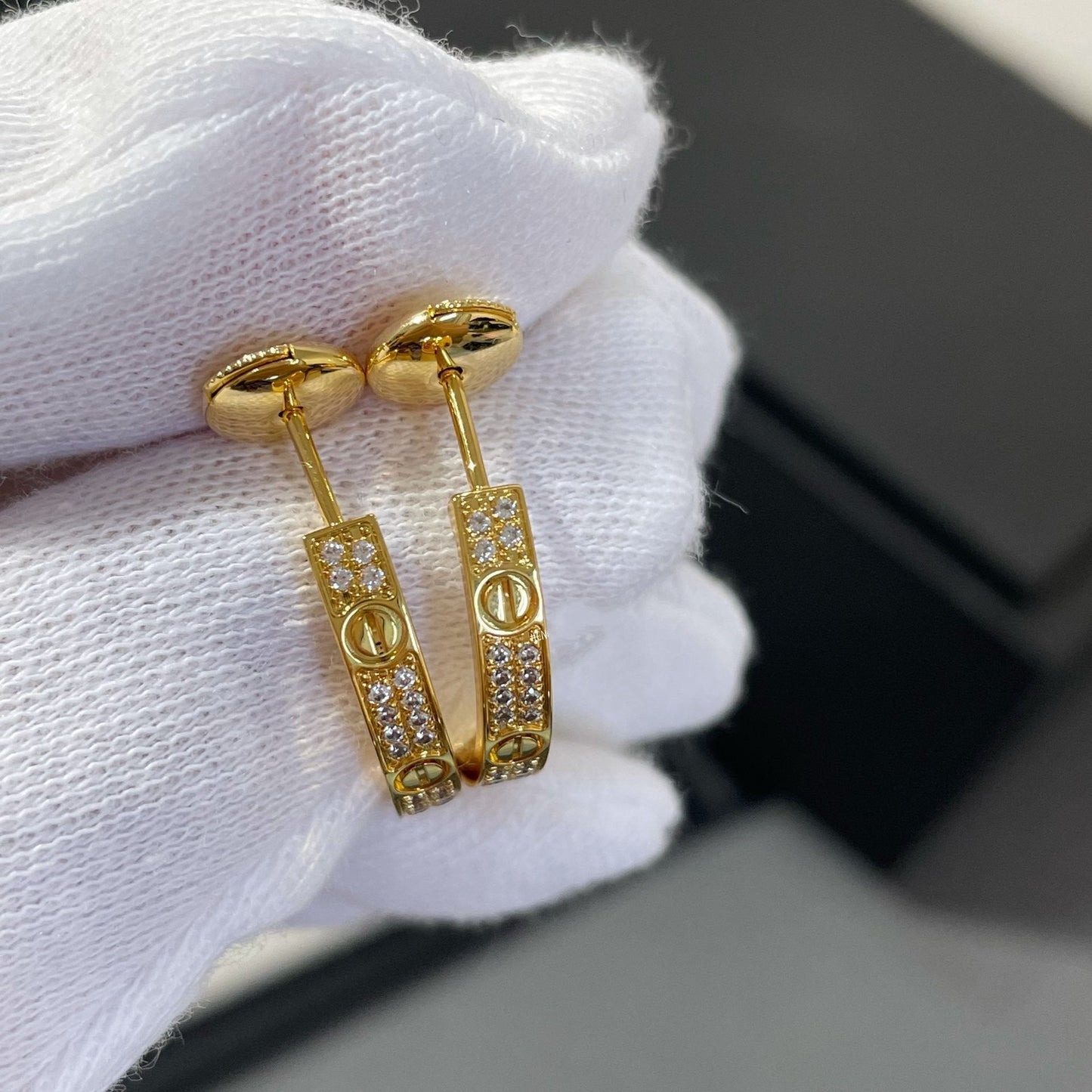 [RAFFINE]LOVE DIAMOND GOLD HOOP EARRINGS