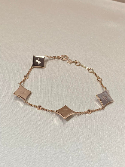 [RAFFINE]STAR 4 MOTIF MOP DIAMOND PINK GOLD BRACELET