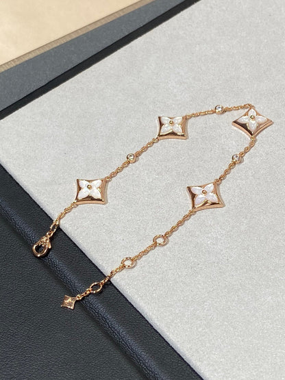[RAFFINE]STAR 4 MOTIF MOP DIAMOND PINK GOLD BRACELET